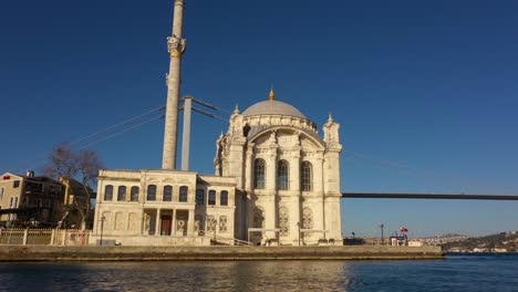 low altitude drone footage of ortakoy mosque on corona curfew days