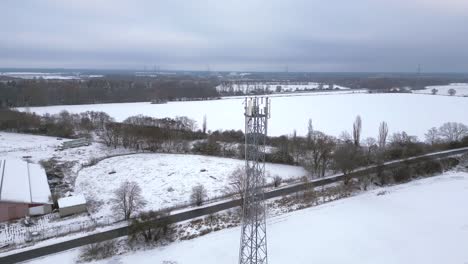 village cell tower mobile 5g mast transmission phone, winter snow