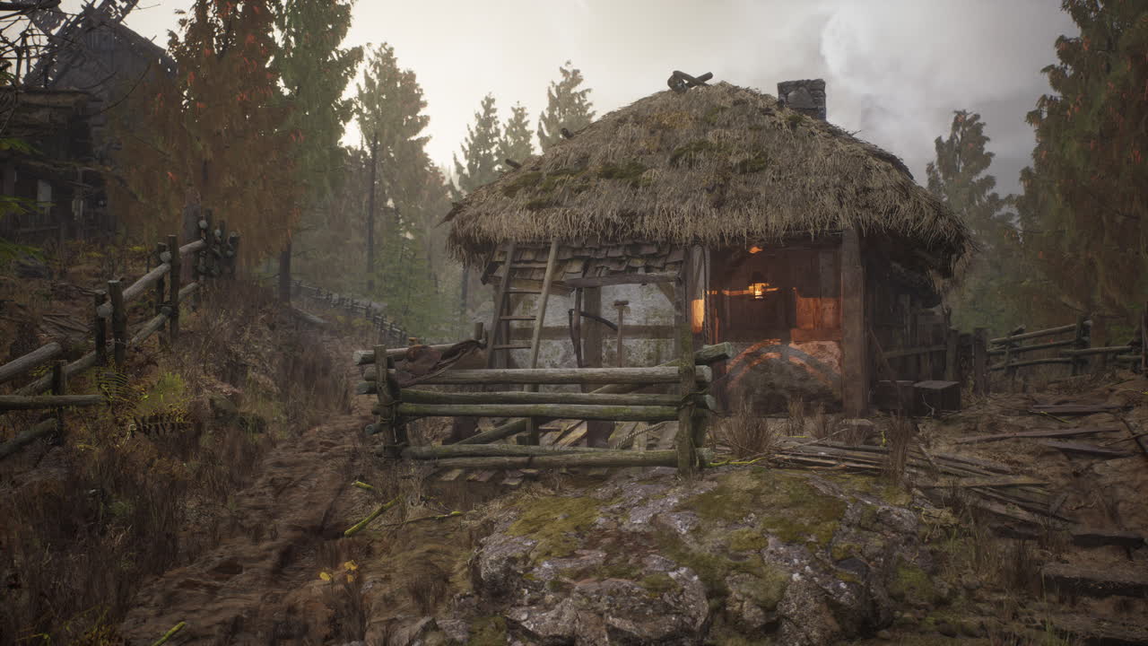 antigua casa de granja en lituania con una valla