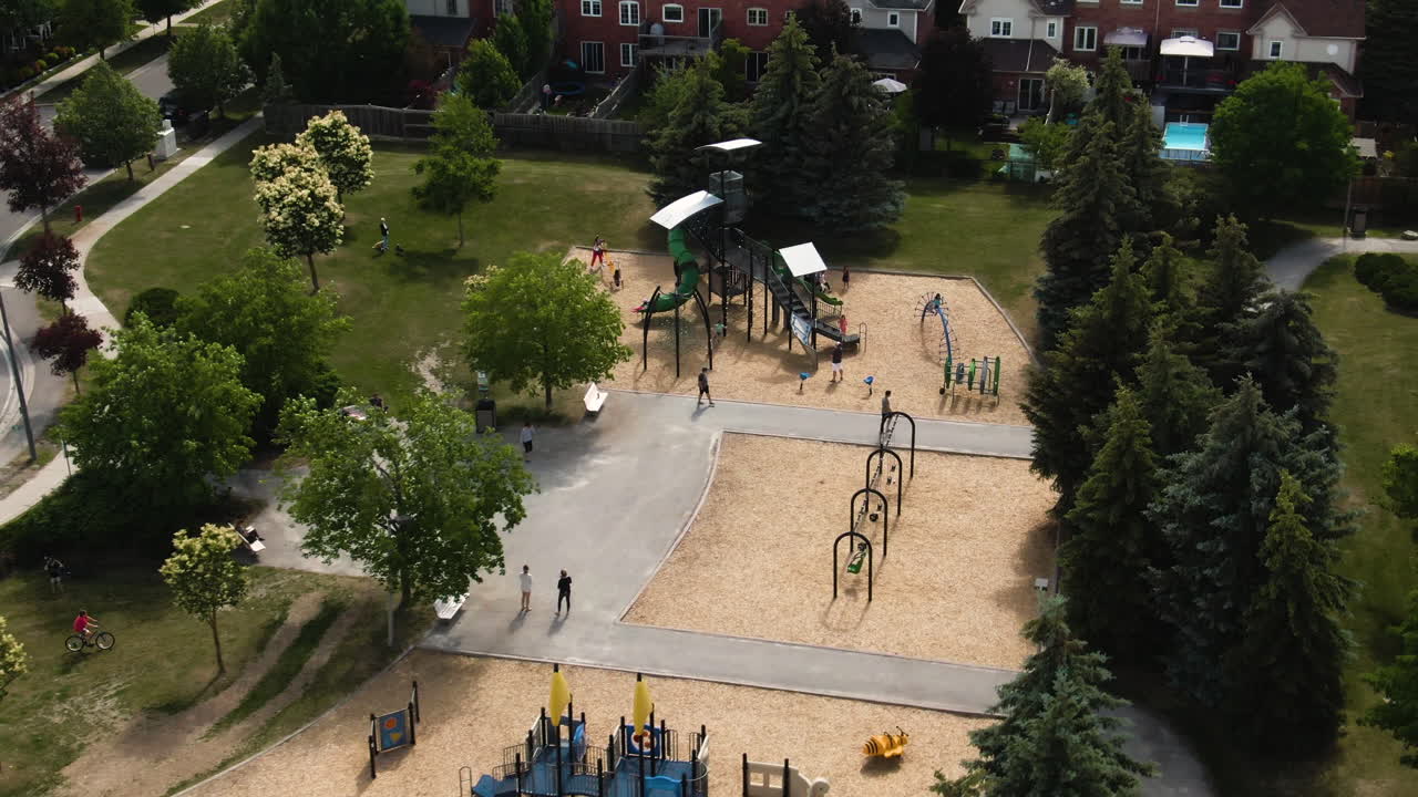 An aerial view of the playground in Ontario, Canada