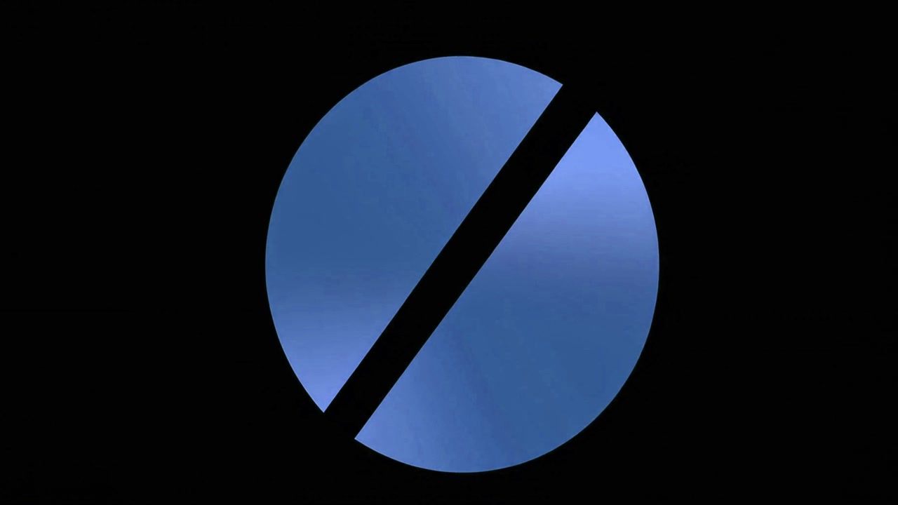 Animación abstracta de círculo azul transformándose sobre fondo negro.