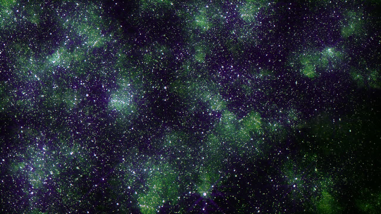 Vibrant green and purple nebula a stellar digital artwork
