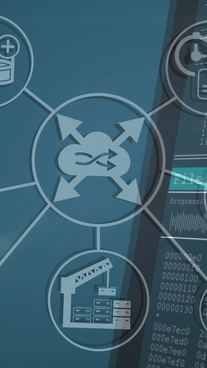 Composition of network of connections with icons over business people high fiving