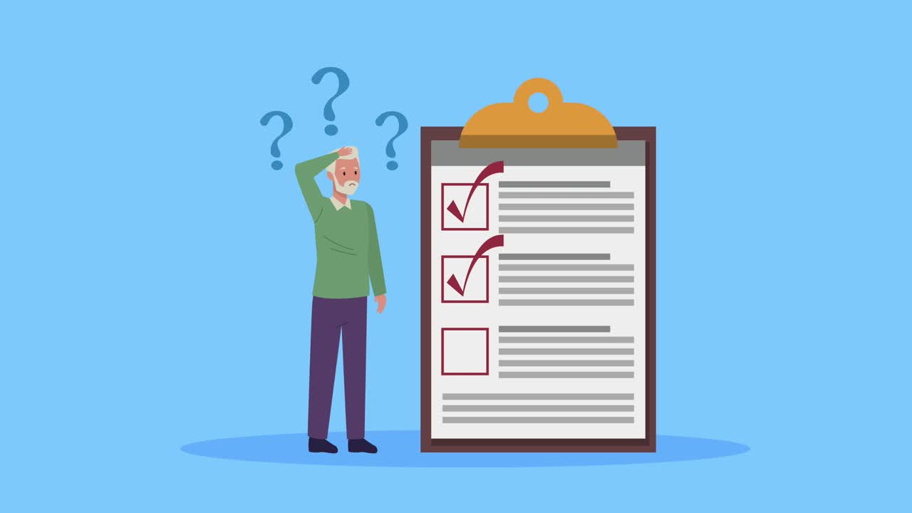 old man elderly with checklist medical order