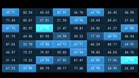 animación del procesamiento de datos financieros sobre un fondo negro