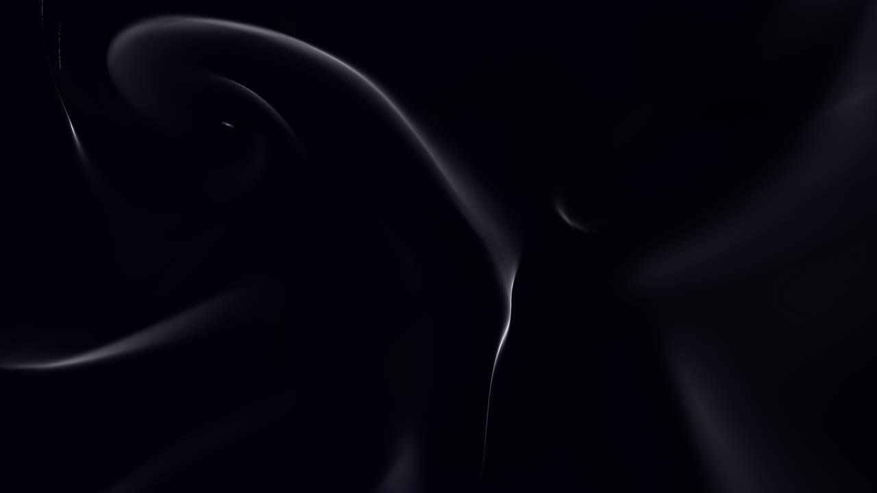 검은 그라디언트에 흐르는 어두운 흰색 신비한 파도