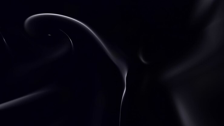 Flowing dark white mystical waves on black gradient