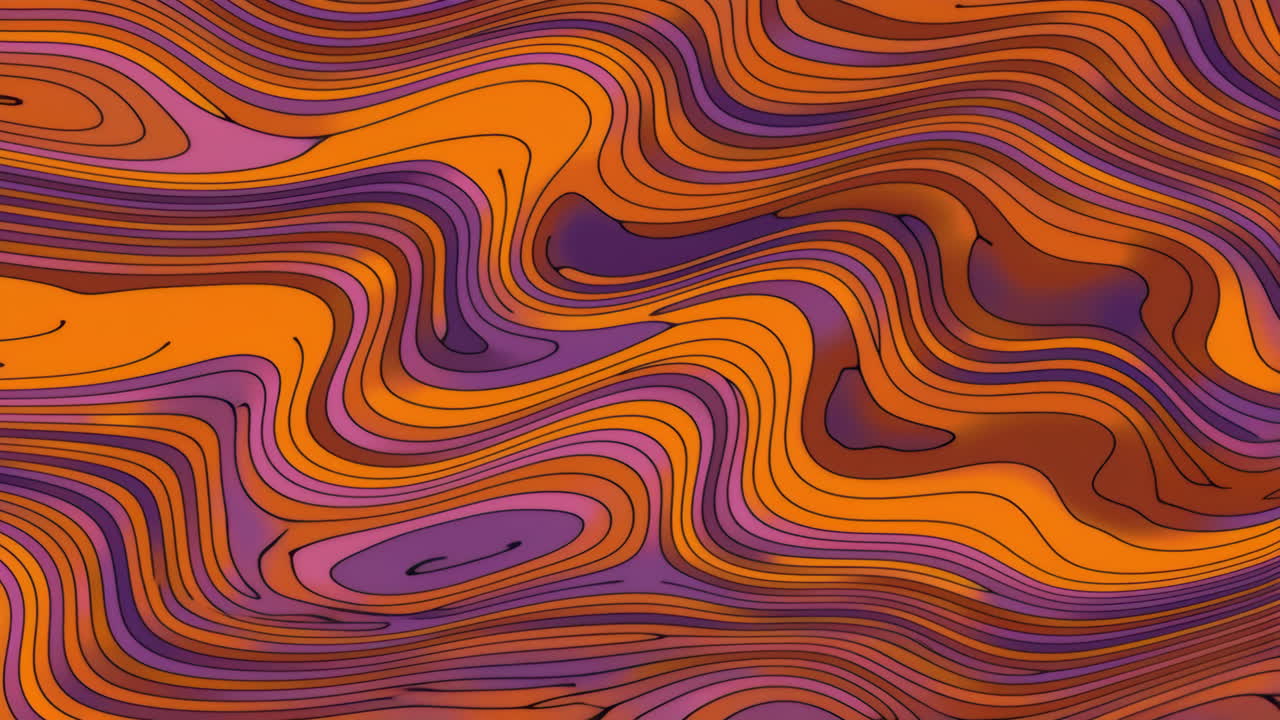 Abstract Wavy Lines Pattern in Orange and Purple Tones