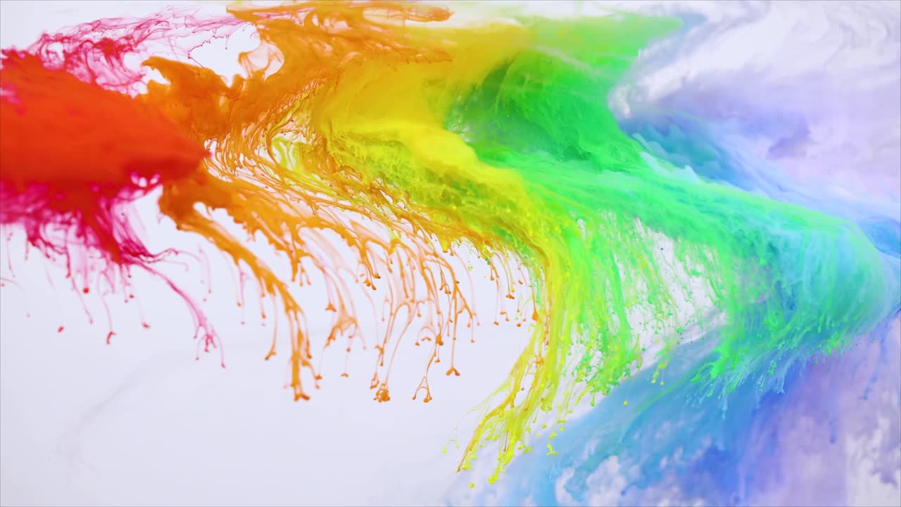 Warna Pelangi Cerah Tinta Bercampur dalam Air