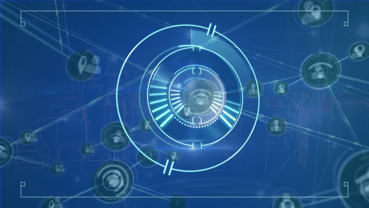 Animation of network of connections over scope scanning