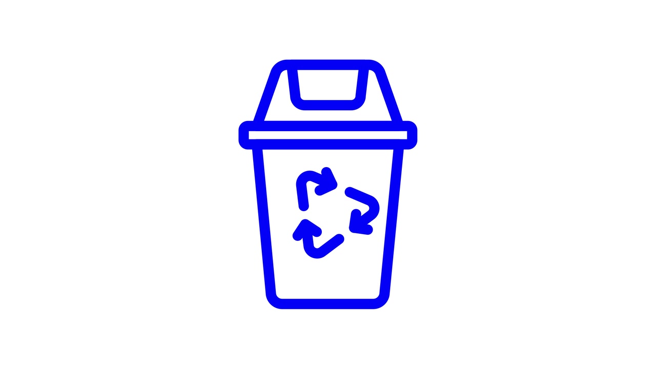Animated Blue Recycling Bin Icon with Opening Lid
