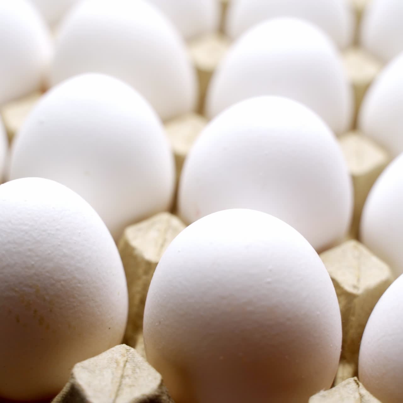 Ovos em caixa de papelão de granja.