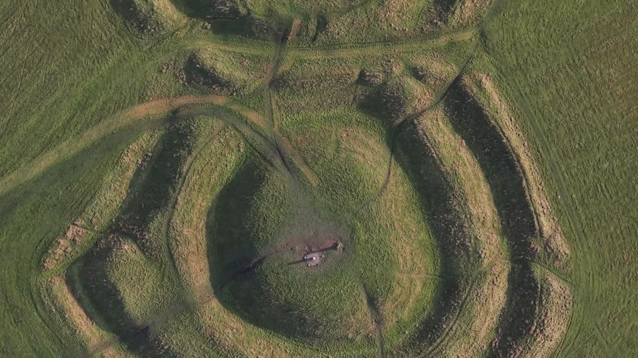 Ancient Hill of Tara, Ireland, aerial view, serene landscape, rich history