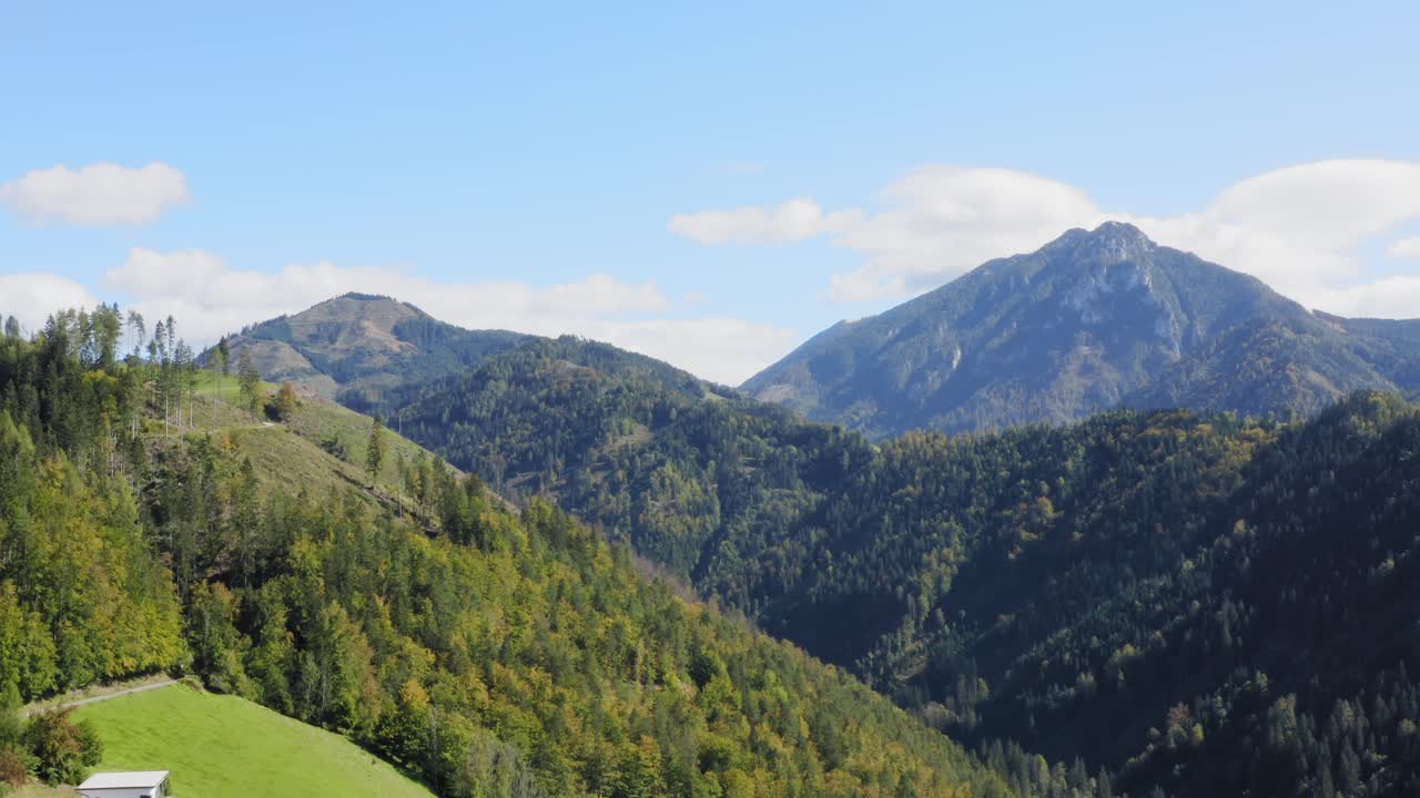 Wald in den Bergen mit Drohne bei Eisenkappel-Vellach, Österreich