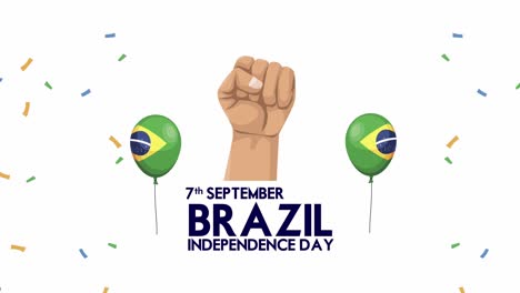 brazil independence day lettering with balloons helium and flag