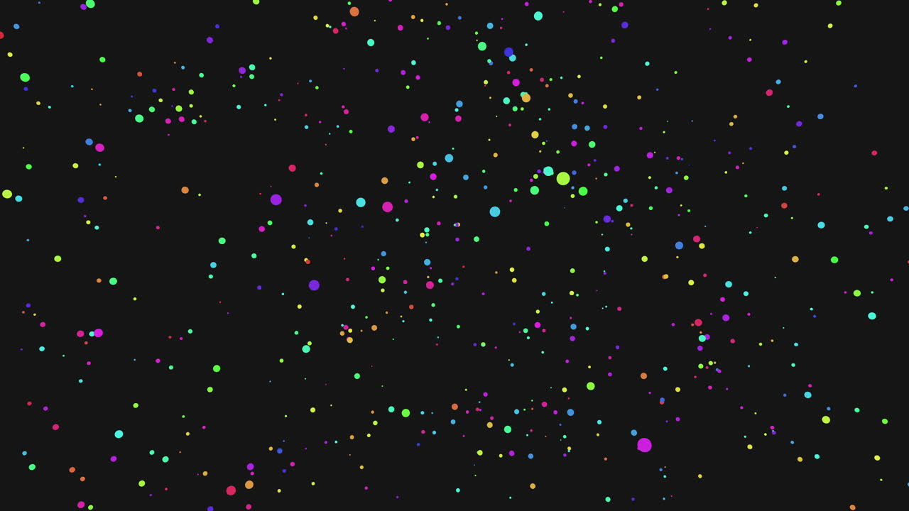 Vibrant dots dance across dark canvas