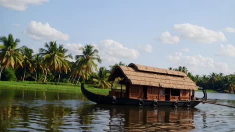 kerala houseboat on a backwater canal