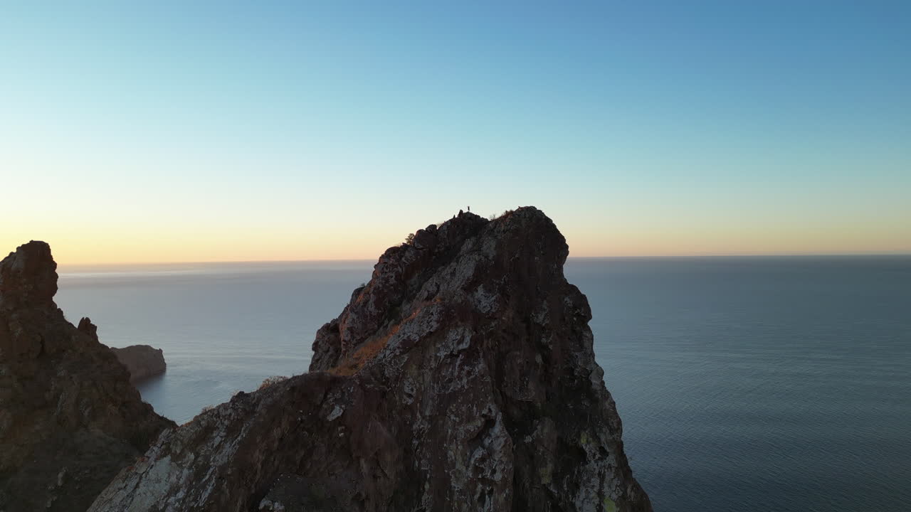aerial shot of a mountain peak with people at the top 4