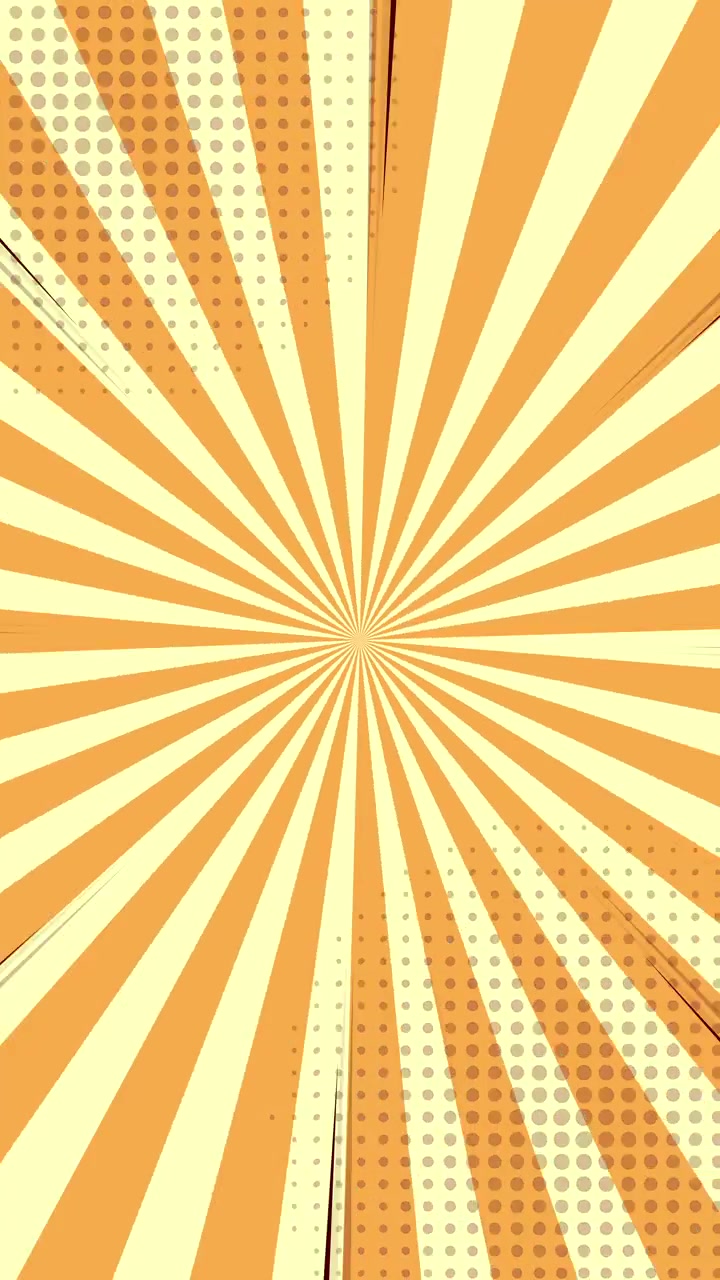 Animated Comic Book Style Sunburst Background in Yellow and Orange