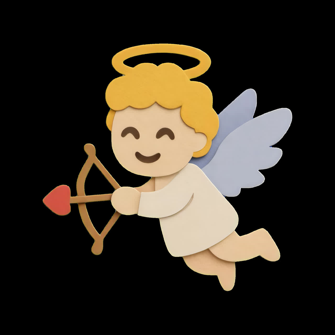Cute paper angel illustration animation isolated asset, transparent 4K video, alpha channel, ProRes