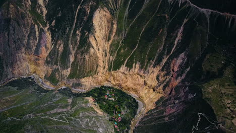 aerial of village in colca canyon