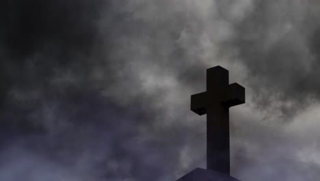 stone cross silhouette with storm background, ultra hd