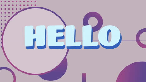animation of hello text over shapes moving