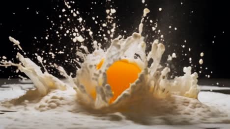 Raw-egg-splashing-in-flower-on-isolated-background