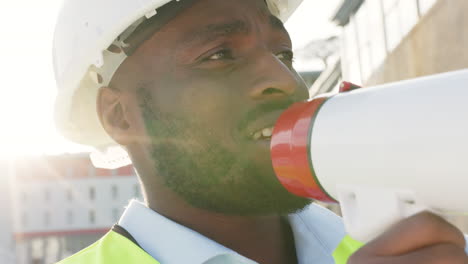 Building-manager-with-megaphone-talking