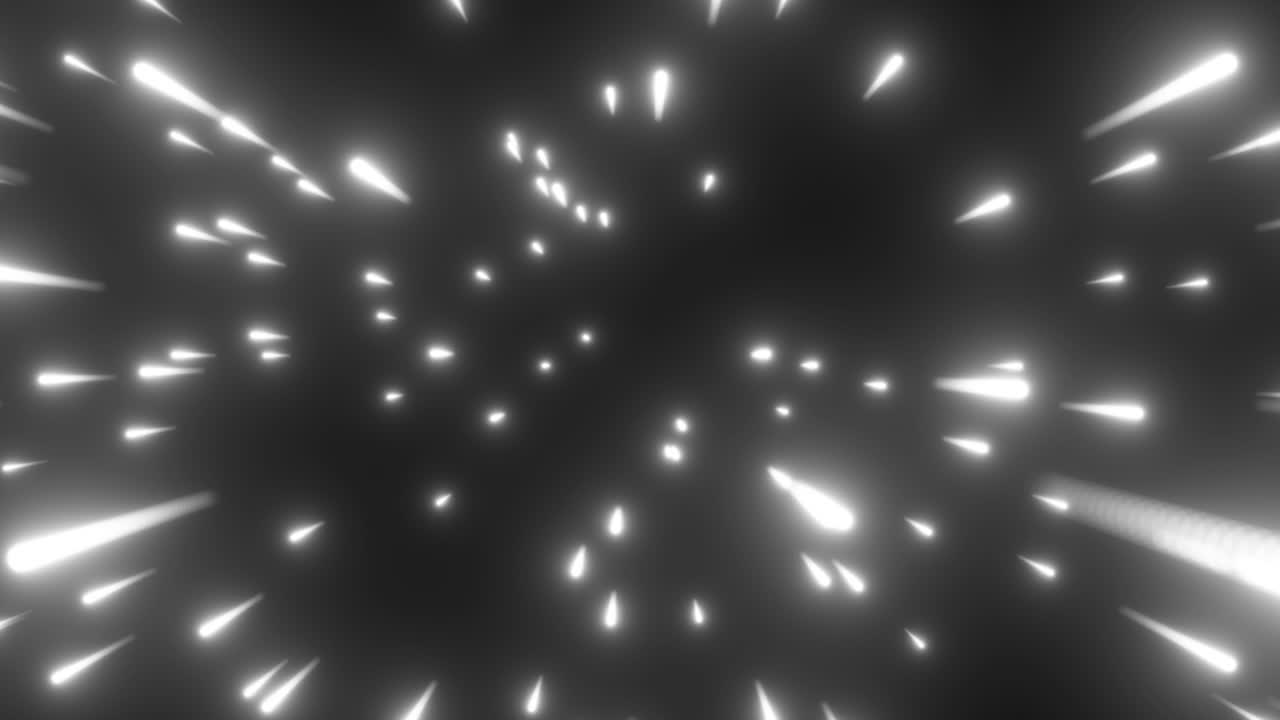 Animazione di stelle luminose in movimento veloce, isolata su sfondo nero