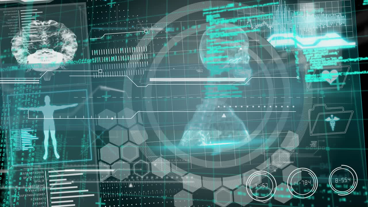 animación de la interfaz digital sobre el procesamiento de datos científicos