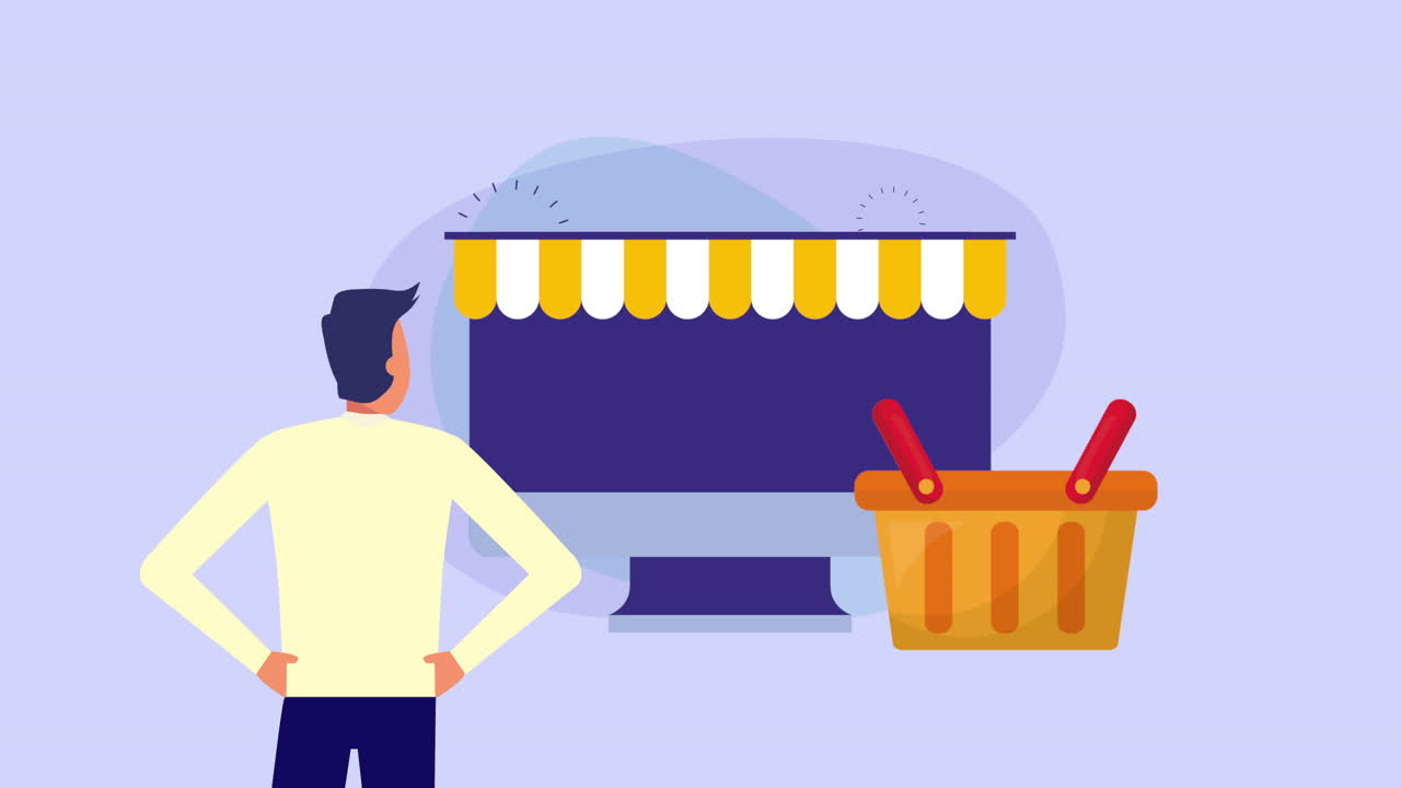 elegante hombre de negocios trabajador con computadora comercio electrónico