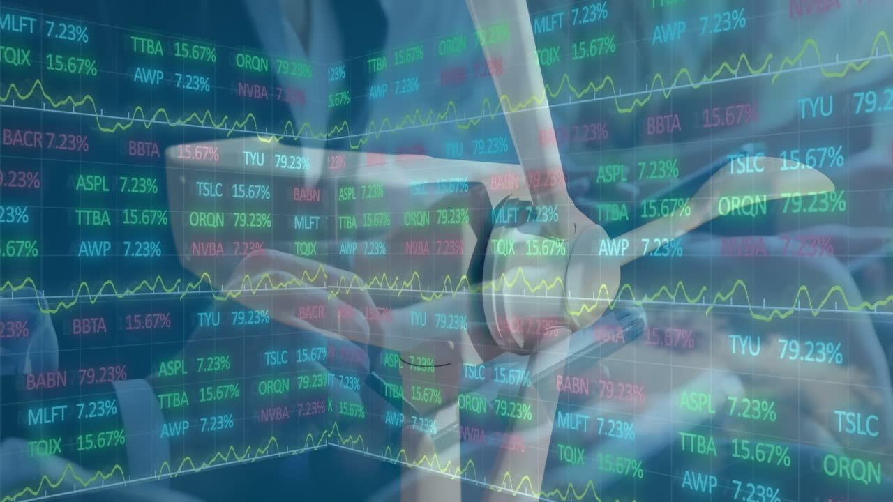 풍력 터빈에 대한 금융 데이터와 그래프의 애니메이션