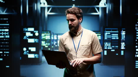 System admin walking in data center