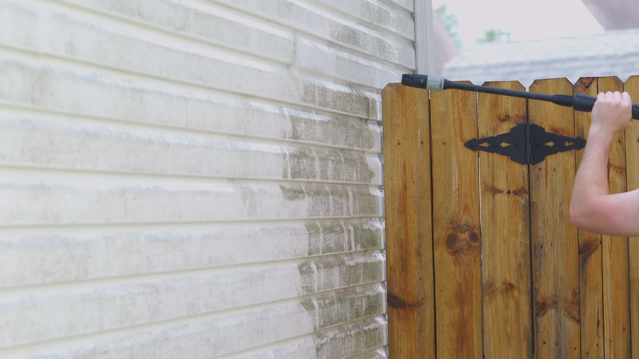 고압 세척 더러운 비닐 사이딩