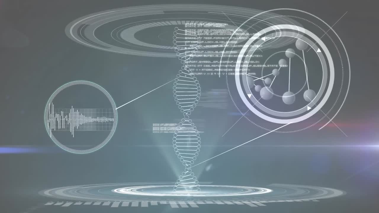 dna 가닥 스핀링과 데이터 처리 애니메이션