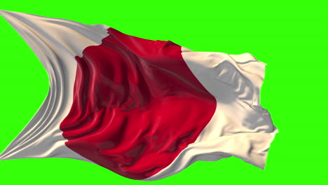 Waving Flag of Japan on Green Screen