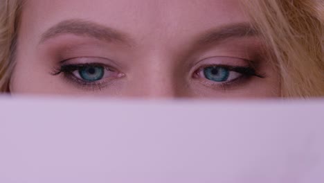 close-up of a woman reading