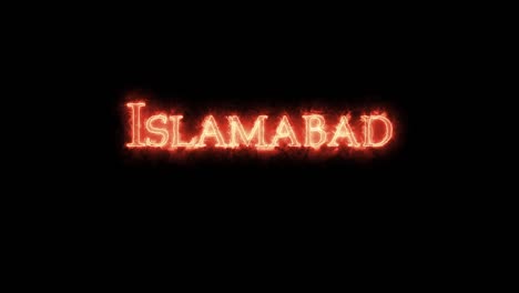 islamabad written with fire. loop