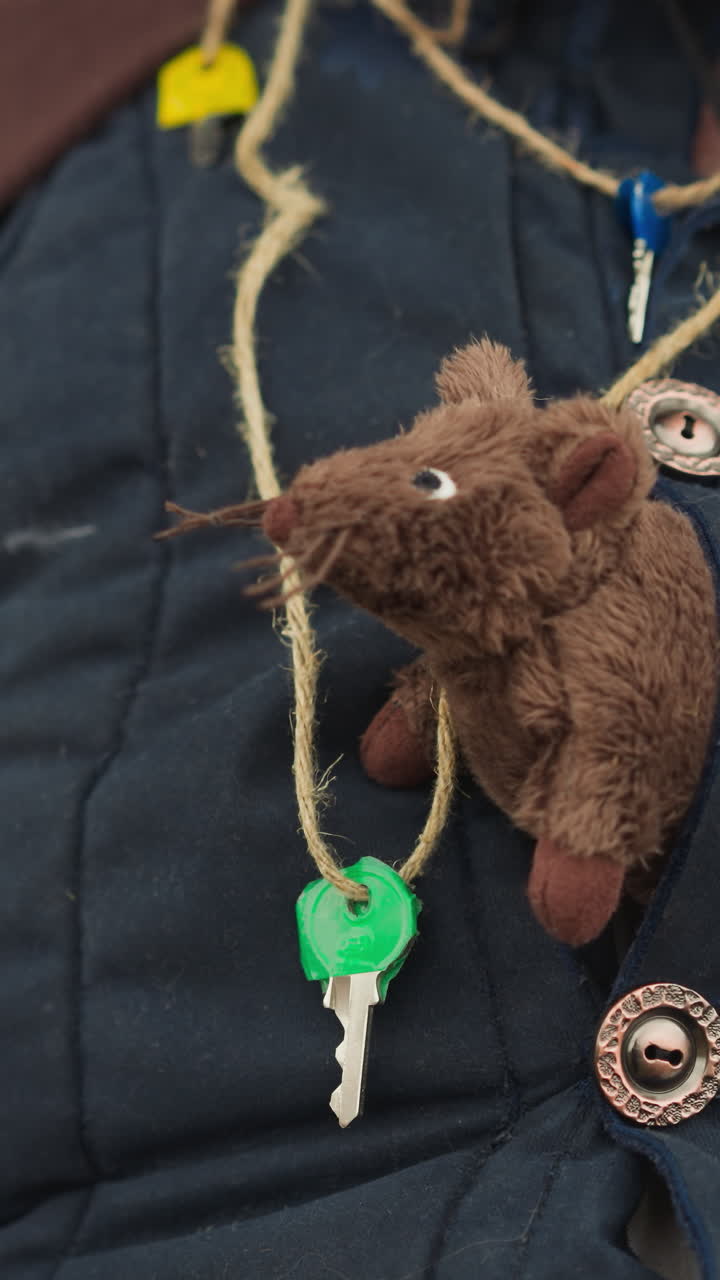 마법사는 유리 병에 있는  마약을 보여준다. 동물은 가에 앉아 있는 액체를 새를 맡는다. 마법의 능력을 가진 기사와 장난감 동물이 흐릿한 배경에서 클로즈업으로 대화한다.