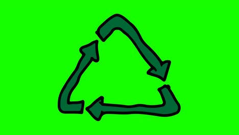kids drawing green background with theme of recycling icon
