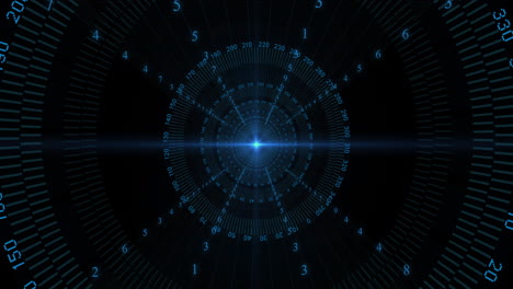 animación de escaneado de visores y procesamiento de datos con codificación binaria en fondo negro