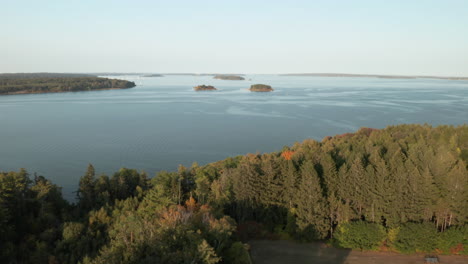 Aerial-High-Flying-Drone-reveal-footage-over-Mackworth-Island