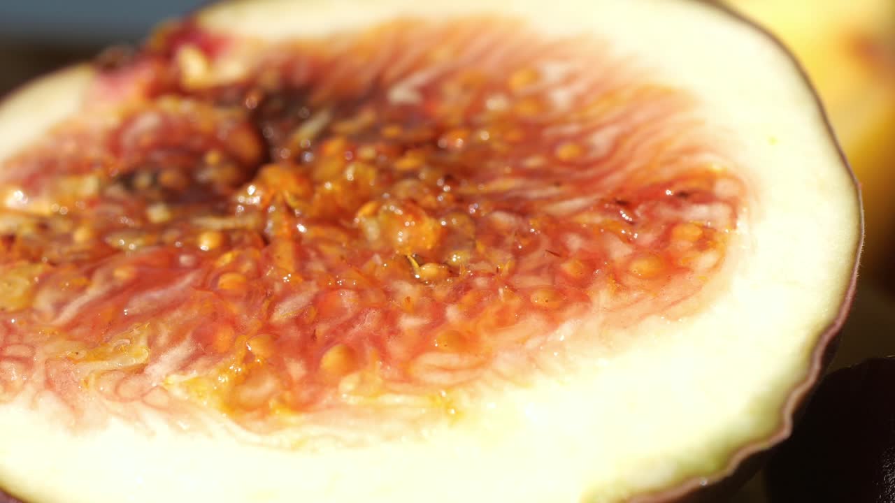 Close-up of a sliced fig