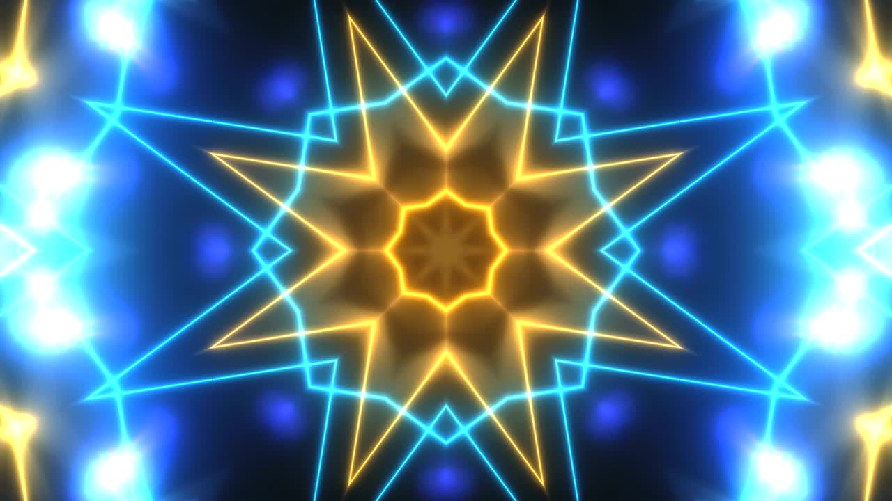 fondo de caleidoscopios de discoteca abstracto con líneas coloridas y formas geométricas animadas de neón brillante para videos musicales, vj, dj, escenario, pantallas led, espectáculos, eventos, videos de navidad, clubes nocturnos.