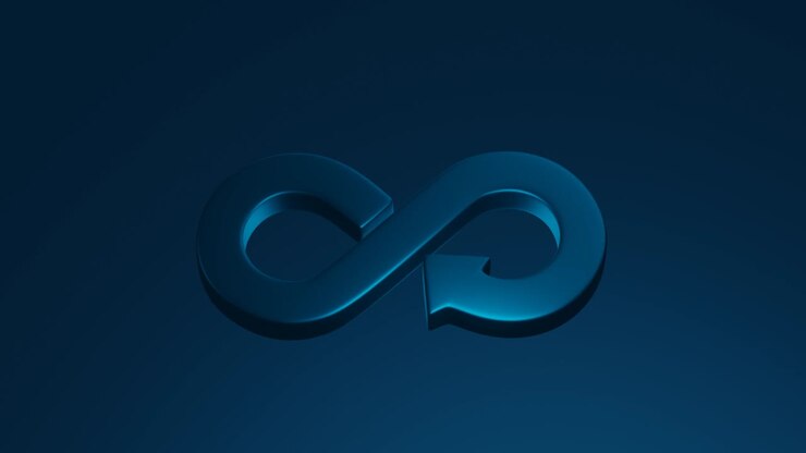 Símbolo da economia circular ou sinal do infinito da sustentabilidade do reciclar na reciclagem do fundo do ciclo de negócios com o conceito ambiental de recursos verdes. Renderização 3D.