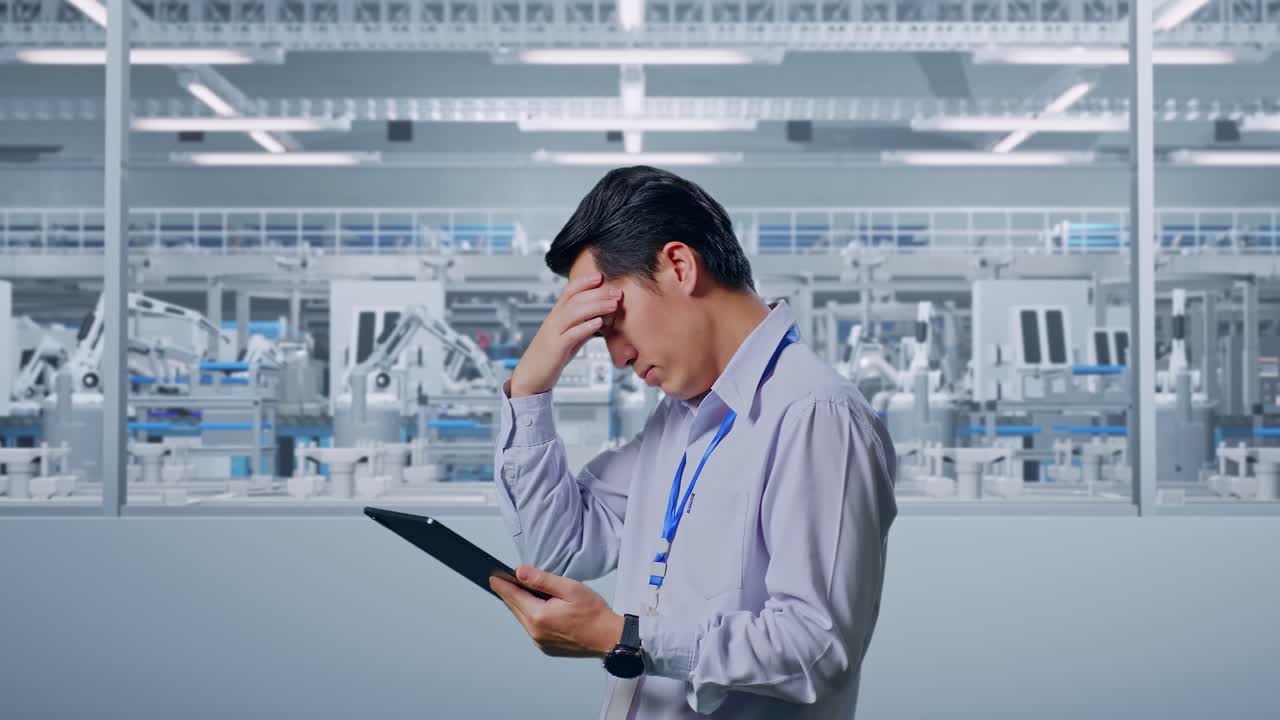 스트레스를 받는 공장 노동자