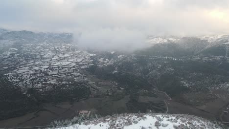 Cloudy-Winter-Forest-Mountains-Aerial-Drone