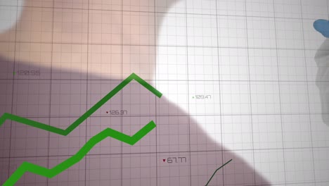 animación de líneas verdes y procesamiento de datos financieros a través de la red