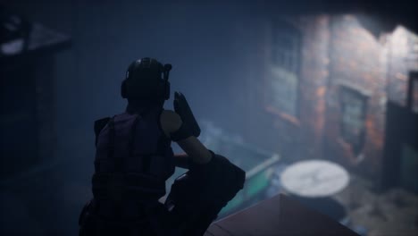 mujer al estilo de cyberpunk en el techo